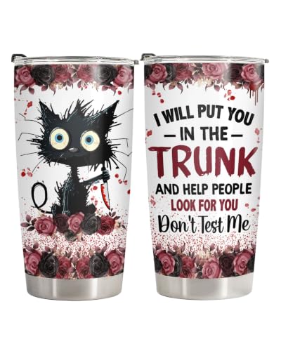 Halloween 4 Funny Cat Trunk Tumbler - Dark Humor 20oz Gift
