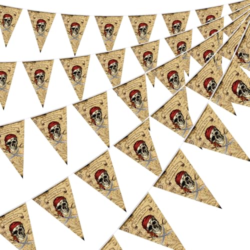 Pirate Party Banner Set - 60 Pcs 49 Feet Pirate Flags for Themed Celebrations