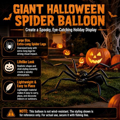 10FT Giant Spider Balloon Halloween Decoration with Posable Legs - Spooky Party Decor