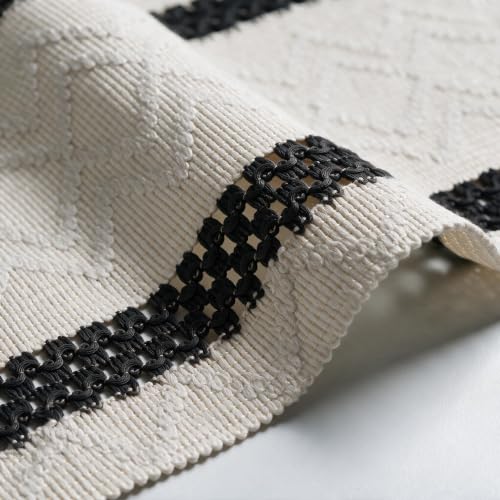 Artoid Mode Black Stripe Woven Rustic Table Runner 12x36 Inch - Durable Home Decor