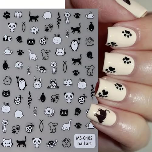Halloween Black Cat Nail Art Stickers 3D Self-Adhesive Decals for DIY Manicure