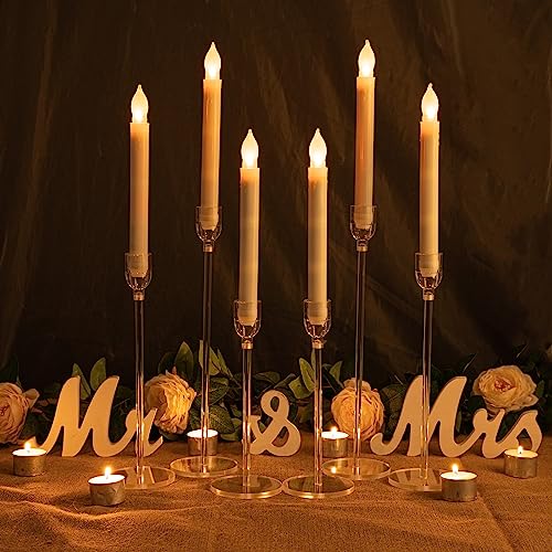 18-Pack Clear Acrylic Candle Holders for Wedding Centerpieces - Variations of 18 & Clear