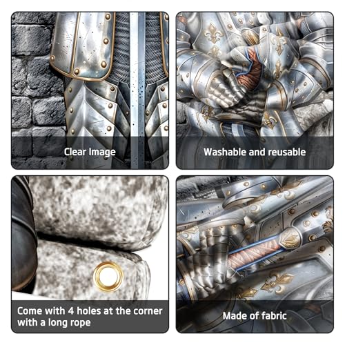 Medieval Castle Door Banner & Knight Decor Set - 4 Piece Fantasy Party Decorations
