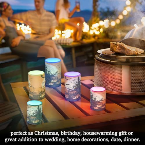 Halloween Pumpkins Castle Bat Flameless Candles Set of 2 with Remote & Timer