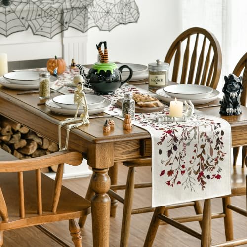 Halloween Table Runner 13x72 Inch Brown Red Spun Polyester Home Decor