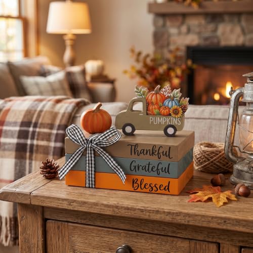 Fall Decor Pumpkin Carriage Tiered Tray Decor - Farmhouse Autumn Home Accent