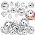 26 Pcs Silver Mirror Disco Ball Hanging Decorations for 70s Party & Events