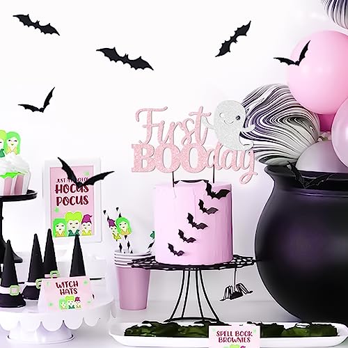 Halloween First Birthday Decorations Girl Banner Balloons Cake Topper Bat Wall Stickers