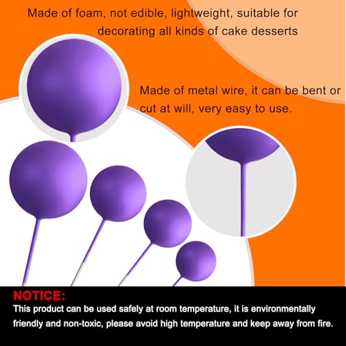 Halloween Cake Decorations Ball Toppers Set - Orange, Black, Purple, 32 pcs