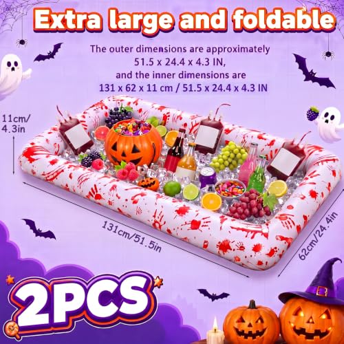 Large Halloween Inflatable Cooler Set - Spooky Blood Pattern, 52.76 x 25.2 Inches