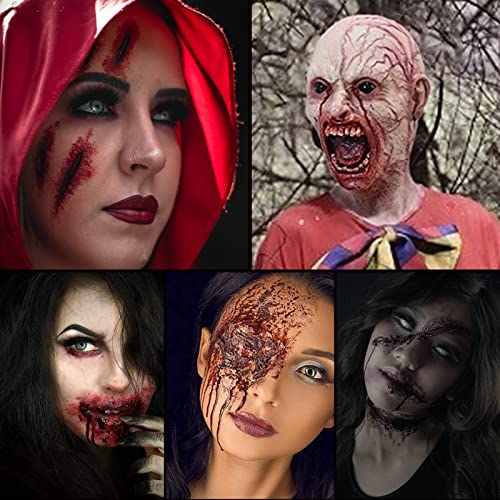 Halloween Special Effects Makeup Kit with Blood, Wound Wax, Face Paint & Brushes
