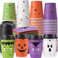 Halloween Disposable Coffee Cups with Lids & Sleeves - 8 oz Bulk Set
