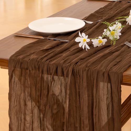 Brown Cheesecloth Table Runner 10ft x 15pcs Fall Boho Wedding Party Decor