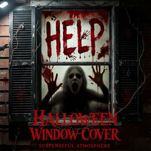 Red Bloody Halloween Window Cover - Creepy Haunted House Decor, 47.2 x 31.5 Inch, 2 Pack