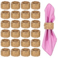 Farmhouse Water Hyacinth Napkin Rings - Handmade Rustic Table Decor Set of 24
