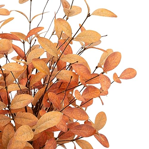 Gold Fall Eucalyptus Stems - Artificial Autumn Leaves for Floral Arrangements & Home Decor