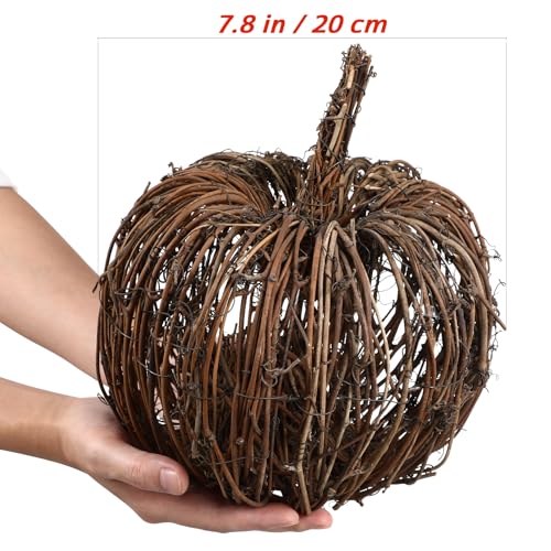 Wicker Pumpkin Decor 21x20cm Fall Harvest Thanksgiving Table Centerpiece