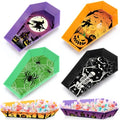 Halloween Coffin Shaped Plastic Serving Tray Set - 4 Pieces, Spooky Gothic Design