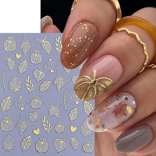 Halloween Nail Stickers Set - Style07 3D Self-Adhesive Pumpkin Ghost Maple Leaf for DIY Nails
