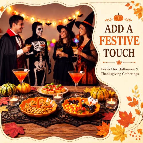 Halloween Pumpkin Candy Dish Set - Ceramic 7 Inch Pumpkin Plates with Pumpkin Figurines - Variation: Pumpkin