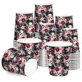 Halloween Paper Cups 9oz Blooming Floral Skull Design - 50 Pack Disposable Drinkware