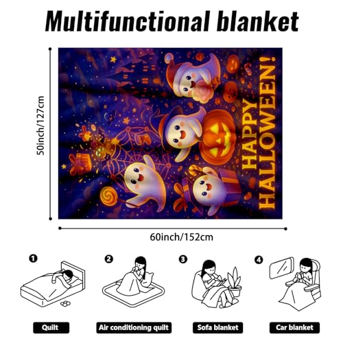 Halloween Throw Blanket 60x50 Inches - Soft Flannel Pumpkin Ghost Decor - Cozy Autumn Home Accessory - Variation of THIS listing