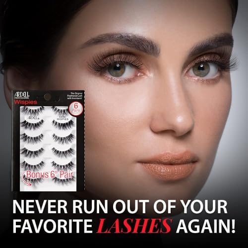 Multipack Fake Mink Eyelashes - Natural Look Demi Wispies 6 Pairs - Flared & Reusable