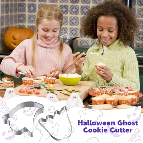 Halloween Ghost Cookie Cutters Set - Stainless Steel Ghost Shapes for Baking and Crafts