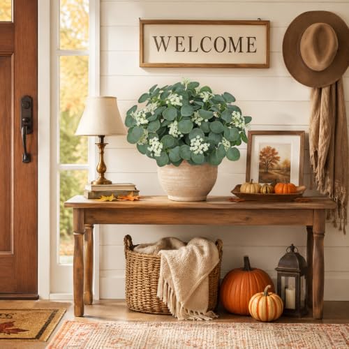 Artificial Eucalyptus Stem - Faux Greenery Bush for Floral Arrangements & Decor - Green