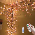 96 LED Pink Cherry Blossom Wall Lights - Romantic Bedroom Decor with Remote & 8 Modes