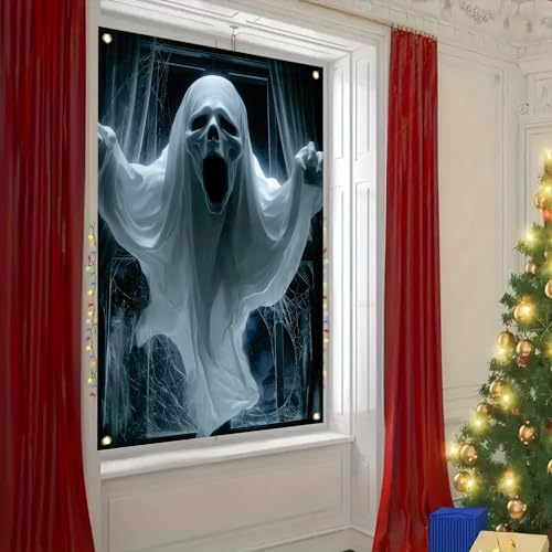Halloween Ghost Window Cover 47x31 Inch Haunted House Decor Spooky Scene