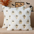 Halloween Pillow Covers 18x18 Inch Ghost Plush Set - White, Pack of 2