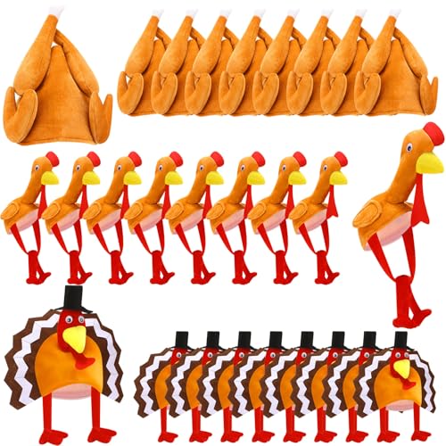 Tradder Turkey Hats 3 Designs Thanksgiving Costume for Parties - Variation 24