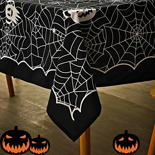 Halloween Rectangle Tablecloth 60x84 Inch Spider Web Black Waterproof Washable Decor Variation of THIS listing