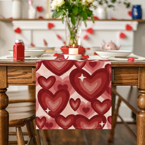Artoid Mode Love Hearts Valentine's Table Runner 13x60 Inch Red Home Decor