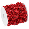 Artificial Pearl Beads Garland for Christmas Tree & Wedding Decor - Red, 99 Feet