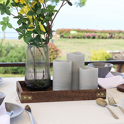 Gray Flameless LED Candles with Timer Set of 3 - Warm White Real Wax Finish