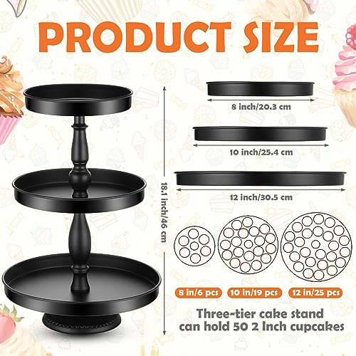 Black 2-Pack 3-Tier Metal Cupcake Stand Dessert Tower for Parties