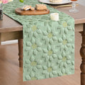 Green Faux Fur Sunflower Table Runner - 13x48 Inch Home Dining Decor