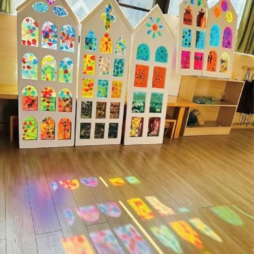 Self-Adhesive Glass Window Film Set - 13 Colors, 8.2 x 11.8 Inches - DIY Decor Bundle