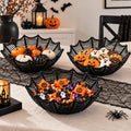 Halloween Candy Bowl Set – Woven Rattan Spider Web Dish for Treats & Decor
