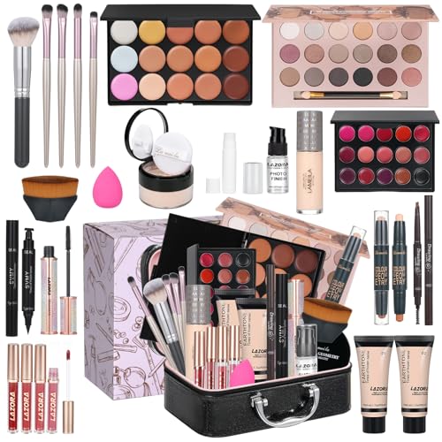 All in One Makeup Kit for Women - Multi-Purpose Makeup Set with Cosmetic Bag - C Set Box