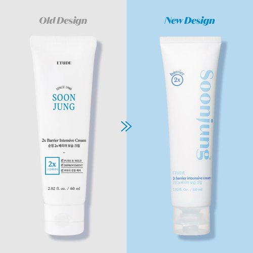 ETUDE SoonJung 2x Barrier Intensive Cream - Light Texture Vegan Moisturizer for Sensitive Skin (2.02 fl oz)