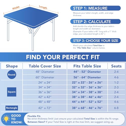 Square Fitted Elastic Table Cover 4 Pack - White 36x36 Inches - Stretch Spandex Tablecloth