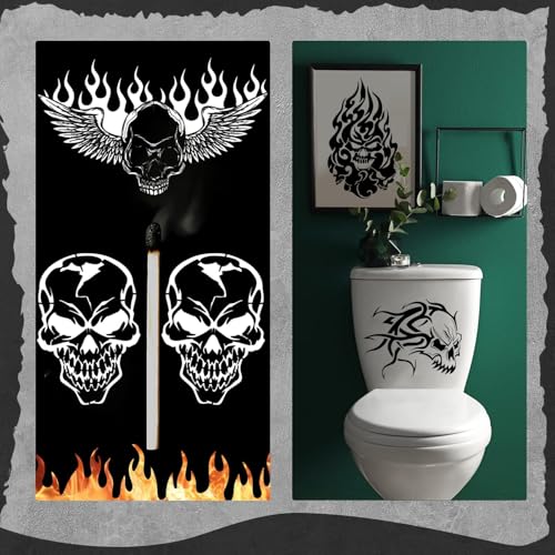 Halloween Skull Painting Stencils - Snake Skull Pattern, Large Reusable Templates for Wall Art & Crafts