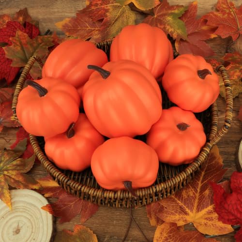 Artificial Pumpkin Decor Set - 8 Pcs Fall Halloween Thanksgiving Centerpieces