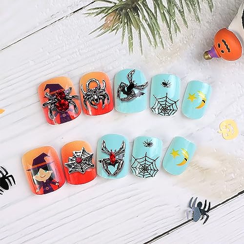 Halloween Spider Nail Charms Set - 50 Black Alloy 3D Nail Art Decorations