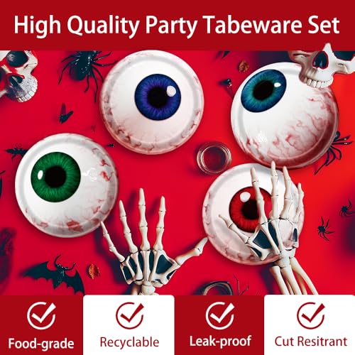 40Pcs Halloween Eyeball Paper Plates Spooky Party Dinnerware - Creepy Eye Design
