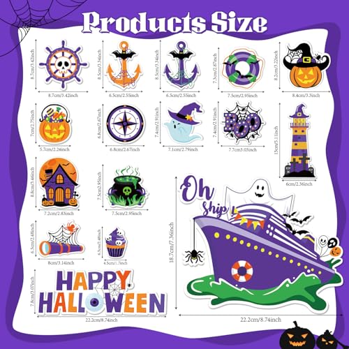 Halloween Door Magnets 16 Pack - Spooky Pumpkin & Ghost Decorations Waterproof Reusable