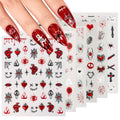 Halloween Nail Stickers - Creepy Horror Nail Decals with Glitter - Demon Night Variation
